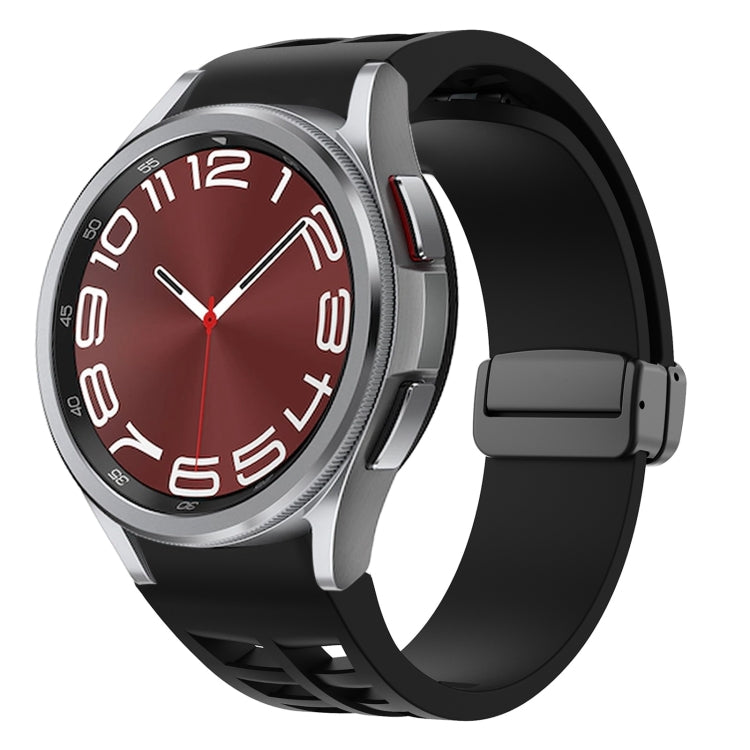 リチャードマグネティック折りたたみブラックバックルシリコンウォッチバンド、Samsung Galaxy Watch FE 40mm用、Samsung Galaxy Watch 7 40 / 44mm用、Samsung Galaxy Watch 6 クラシック 43 / 47mm用