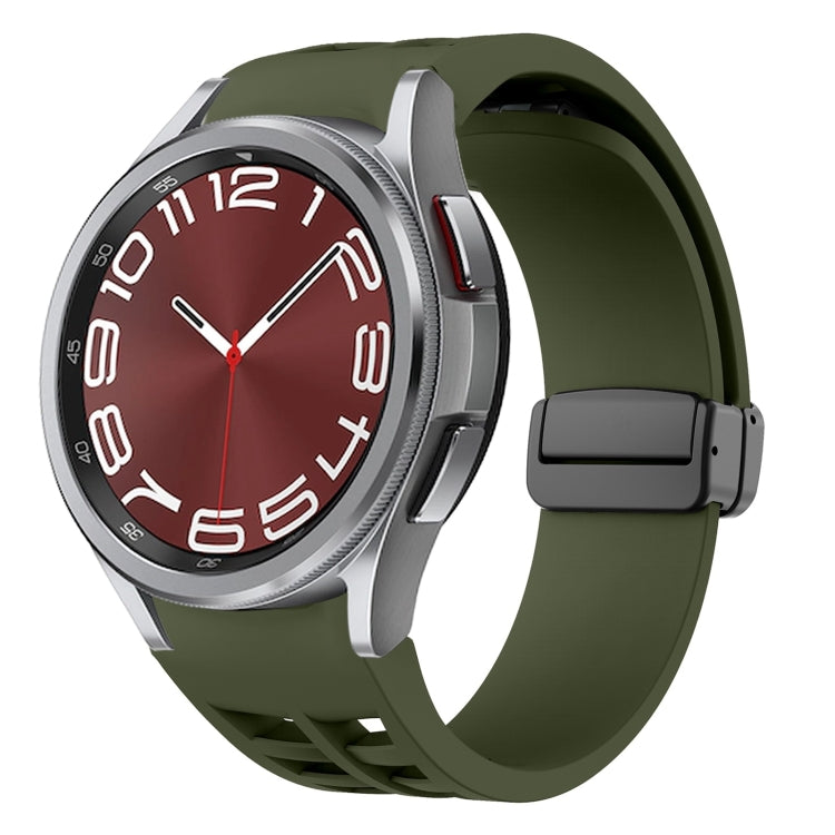 リチャードマグネティック折りたたみブラックバックルシリコンウォッチバンド、Samsung Galaxy Watch FE 40mm用、Samsung Galaxy Watch 7 40 / 44mm用、Samsung Galaxy Watch 6 クラシック 43 / 47mm用