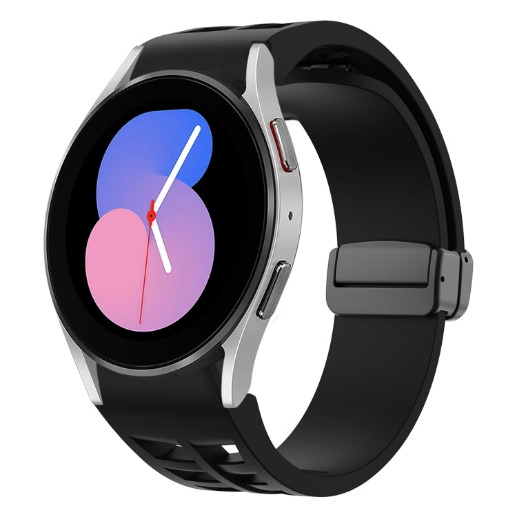 リチャードマグネティック折りたたみブラックバックルシリコンウォッチバンド、Samsung Galaxy Watch 5 40 / 44mm用、Samsung Galaxy Watch 5 Pro 45mm用、Samsung Galaxy Watch 4 40 / 44mm用