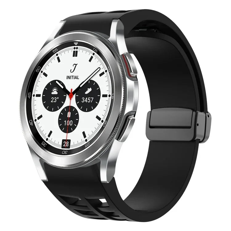 リチャードマグネット折りたたみブラックバックルシリコンウォッチバンド Samsung Galaxy Watch 4 classic 42 / 46mm用
