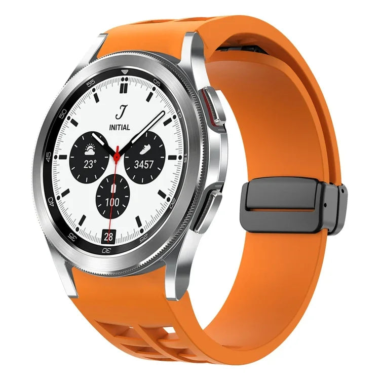 リチャードマグネット折りたたみブラックバックルシリコンウォッチバンド Samsung Galaxy Watch 4 classic 42 / 46mm用