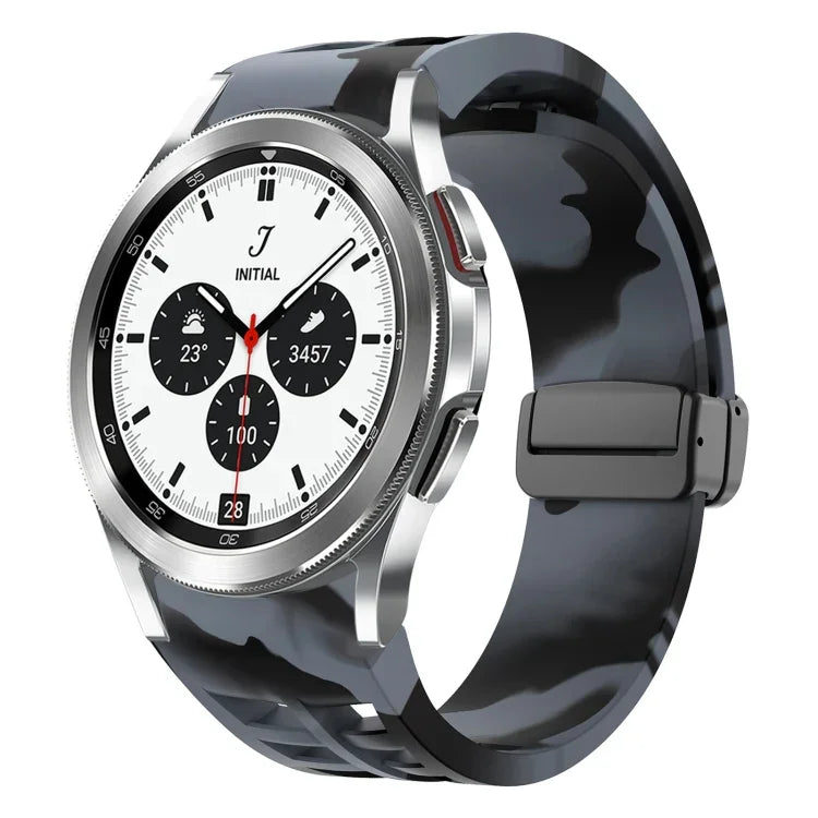 リチャードマグネット折りたたみブラックバックルシリコンウォッチバンド Samsung Galaxy Watch 4 classic 42 / 46mm用