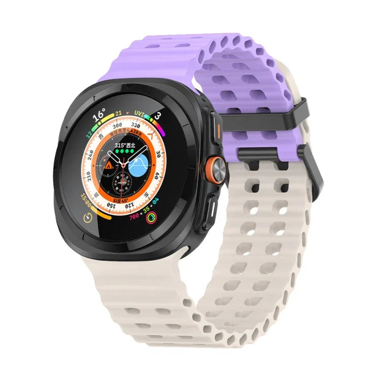 Ocean Dual Row Hole Silicone Watch Band, For Samsung Galaxy Watch Ultra 47mm / Ultra 2025