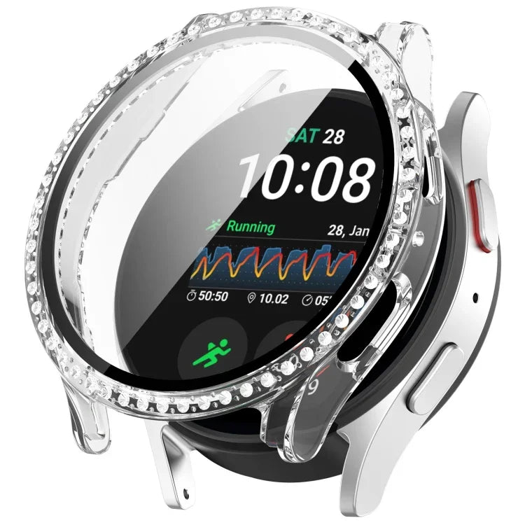 シングルロウ ダイヤモンド PC + 強化フィルム 一体型ウォッチ保護ケース Samsung Galaxy Watch 7 44mm用, Samsung Galaxy Watch 7 40mm用