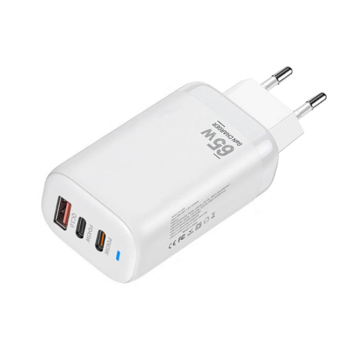 TE-65W GaN PD65W デュアル USB-C+USB-A ノートパソコン / タブレットアダプター、EUプラグ、EUプラグ