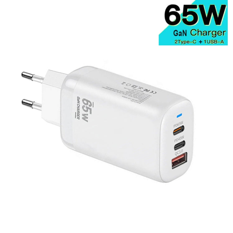 TE-65W GaN PD65W デュアル USB-C+USB-A ノートパソコン / タブレットアダプター、EUプラグ、EUプラグ