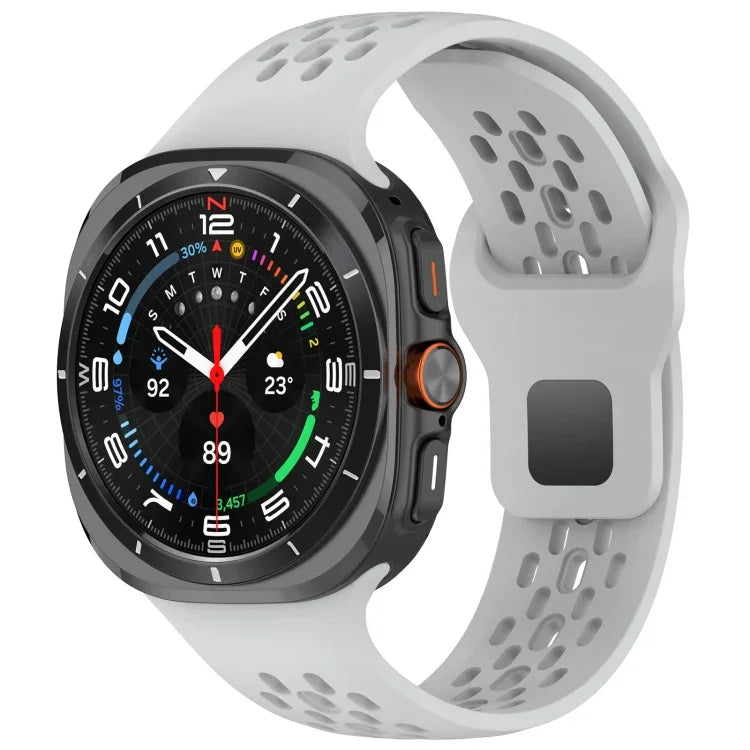 Samsung Galaxy Watch Ultra 47mm 用 ホールスタイル スクエアバックル 無地シリコンウォッチバンド