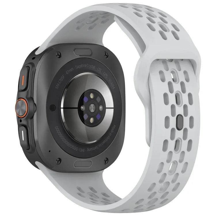 Samsung Galaxy Watch Ultra 47mm 用 ホールスタイル スクエアバックル 無地シリコンウォッチバンド