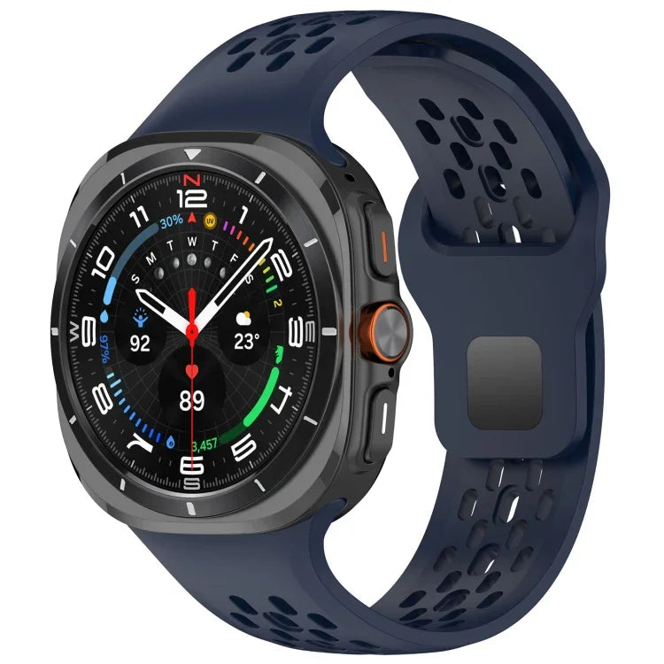 Samsung Galaxy Watch Ultra 47mm 用 ホールスタイル スクエアバックル 無地シリコンウォッチバンド