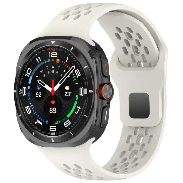 Samsung Galaxy Watch Ultra 47mm 用 ホールスタイル スクエアバックル 無地シリコンウォッチバンド