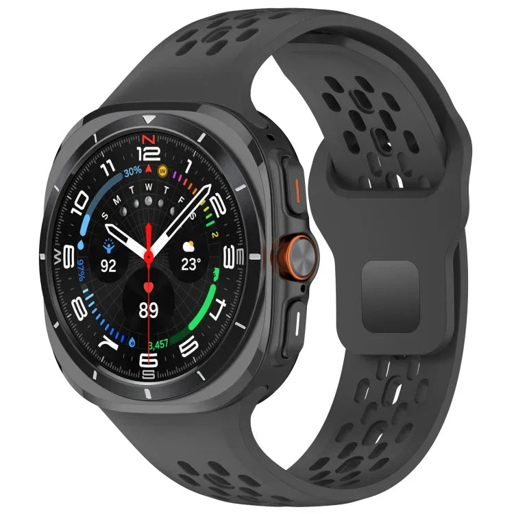 Samsung Galaxy Watch Ultra 47mm 用 ホールスタイル スクエアバックル 無地シリコンウォッチバンド