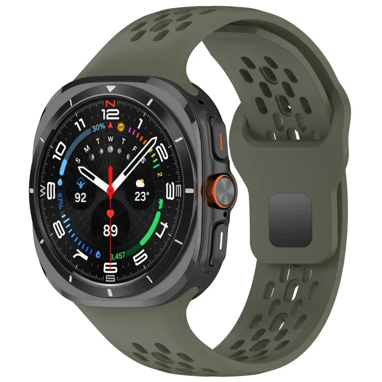 Samsung Galaxy Watch Ultra 47mm 用 ホールスタイル スクエアバックル 無地シリコンウォッチバンド