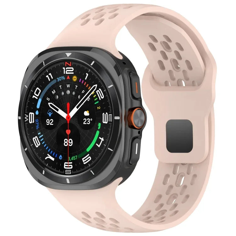 Samsung Galaxy Watch Ultra 47mm 用 ホールスタイル スクエアバックル 無地シリコンウォッチバンド