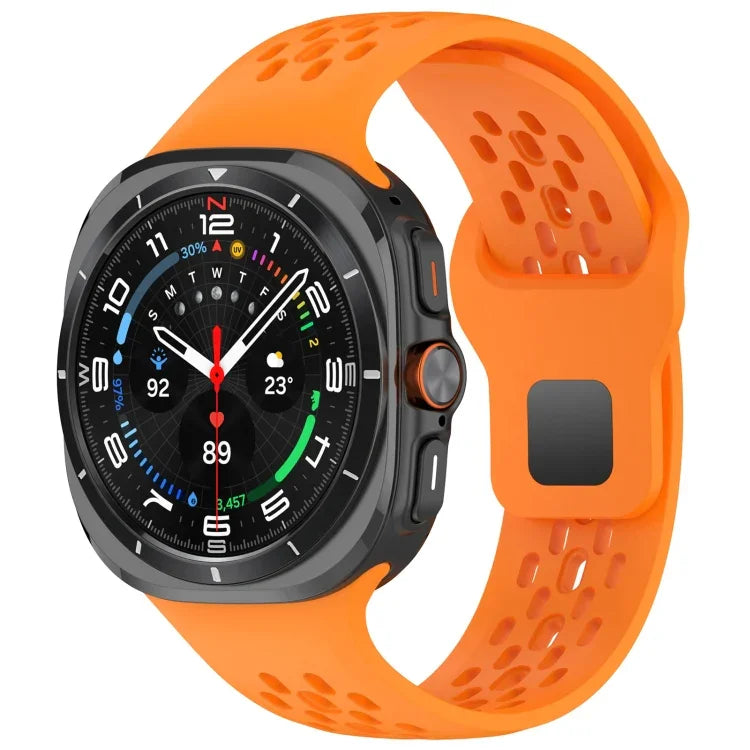 Samsung Galaxy Watch Ultra 47mm 用 ホールスタイル スクエアバックル 無地シリコンウォッチバンド