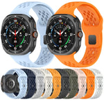 Samsung Galaxy Watch Ultra 47mm 用 ホールスタイル スクエアバックル 無地シリコンウォッチバンド
