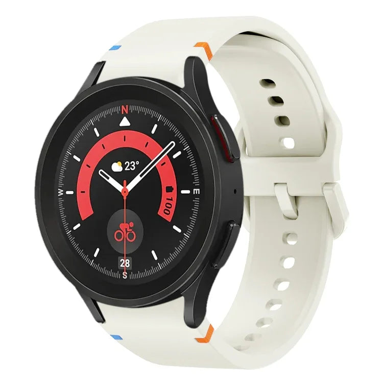フラット縫製デザイン シリコンウォッチバンド Sansung Galaxy Watch5 Pro 45mm用, Fou Samsung Galaxy Watch 4 40 / 44mm用, Samsung Galaxy Watch 4 Classic 42 / 46mm用