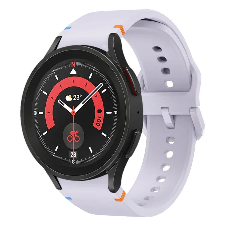 フラット縫製デザイン シリコンウォッチバンド Sansung Galaxy Watch5 Pro 45mm用, Fou Samsung Galaxy Watch 4 40 / 44mm用, Samsung Galaxy Watch 4 Classic 42 / 46mm用