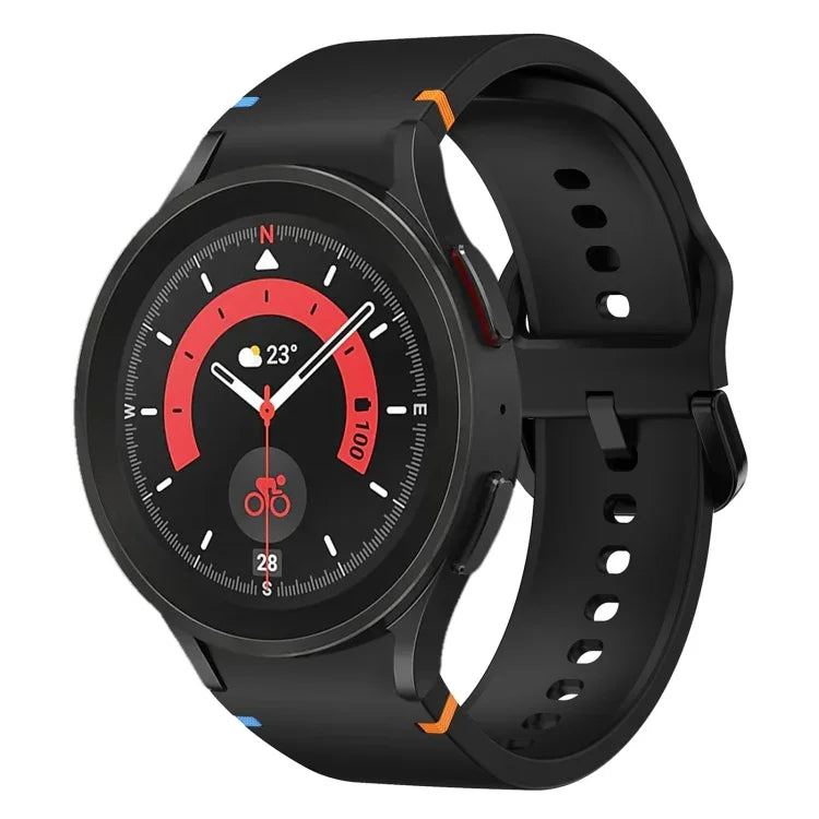 フラット縫製デザイン シリコンウォッチバンド Sansung Galaxy Watch5 Pro 45mm用, Fou Samsung Galaxy Watch 4 40 / 44mm用, Samsung Galaxy Watch 4 Classic 42 / 46mm用