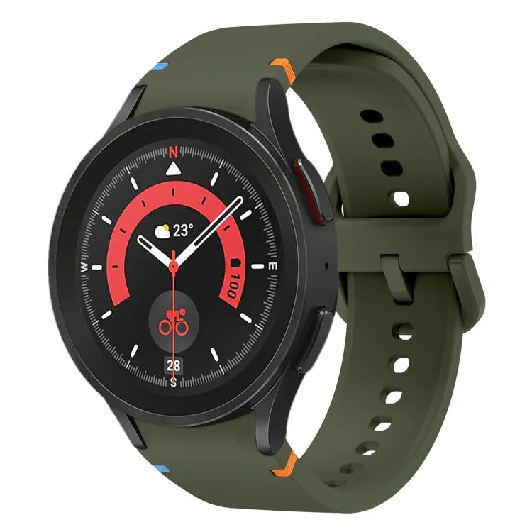フラット縫製デザイン シリコンウォッチバンド Sansung Galaxy Watch5 Pro 45mm用, Fou Samsung Galaxy Watch 4 40 / 44mm用, Samsung Galaxy Watch 4 Classic 42 / 46mm用