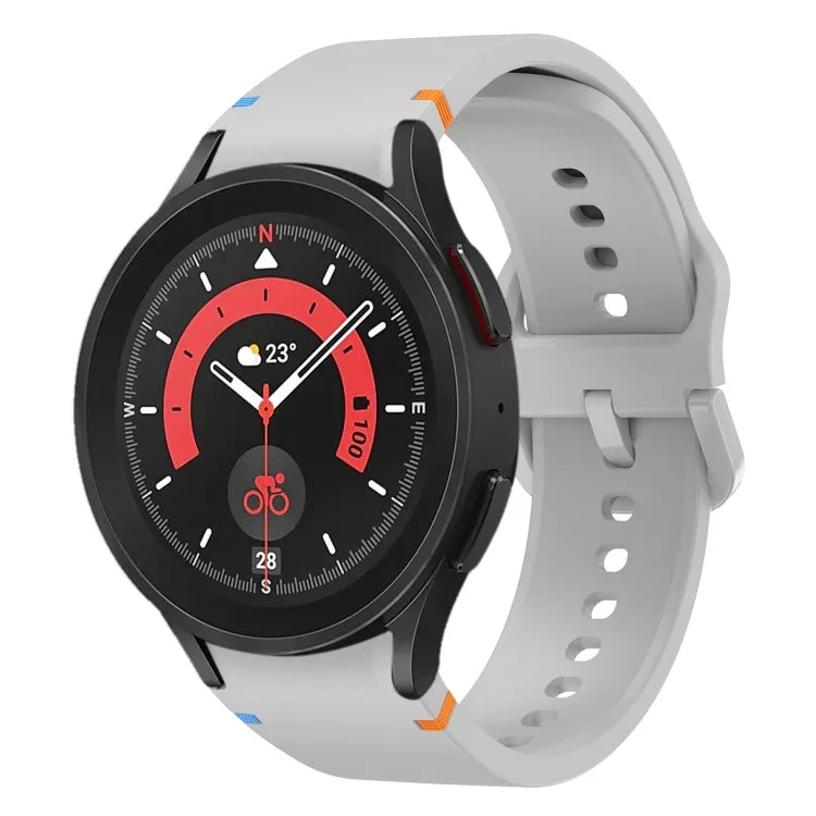 フラット縫製デザイン シリコンウォッチバンド Sansung Galaxy Watch5 Pro 45mm用, Fou Samsung Galaxy Watch 4 40 / 44mm用, Samsung Galaxy Watch 4 Classic 42 / 46mm用