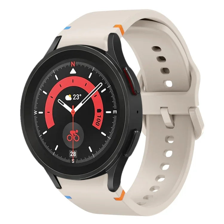 フラット縫製デザイン シリコンウォッチバンド Sansung Galaxy Watch5 Pro 45mm用, Fou Samsung Galaxy Watch 4 40 / 44mm用, Samsung Galaxy Watch 4 Classic 42 / 46mm用