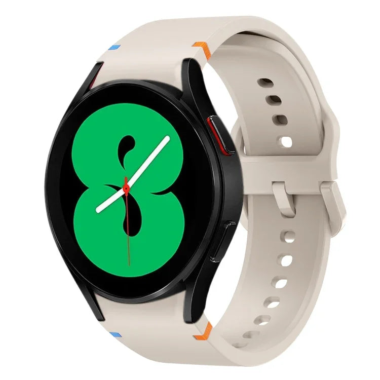 フラット縫製デザイン シリコンウォッチバンド Sansung Galaxy Watch5 Pro 45mm用, Fou Samsung Galaxy Watch 4 40 / 44mm用, Samsung Galaxy Watch 4 Classic 42 / 46mm用