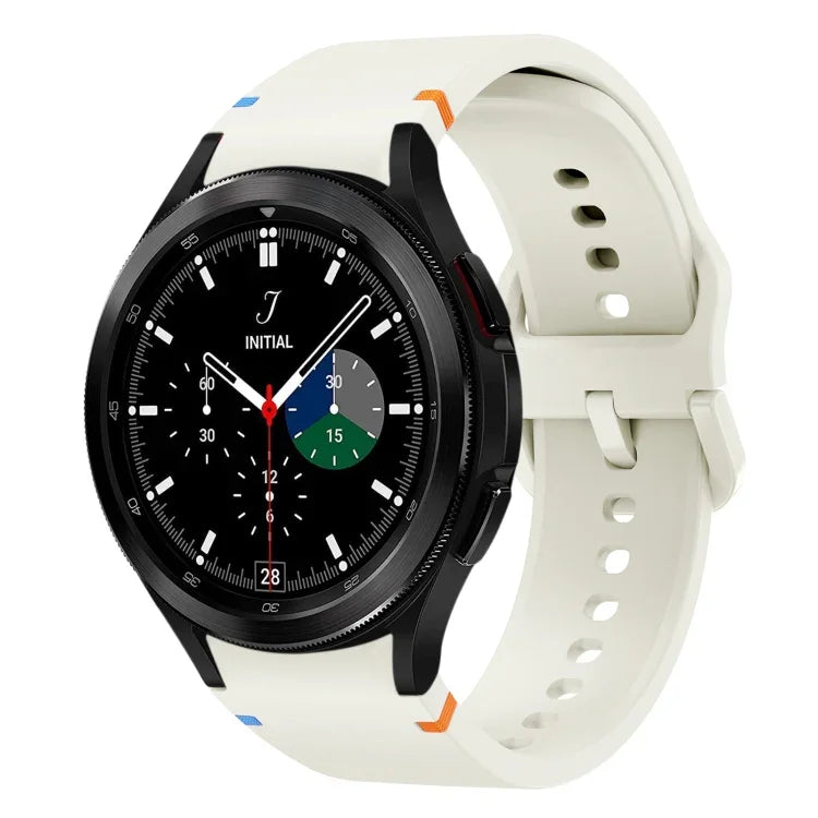 フラット縫製デザイン シリコンウォッチバンド Sansung Galaxy Watch5 Pro 45mm用, Fou Samsung Galaxy Watch 4 40 / 44mm用, Samsung Galaxy Watch 4 Classic 42 / 46mm用