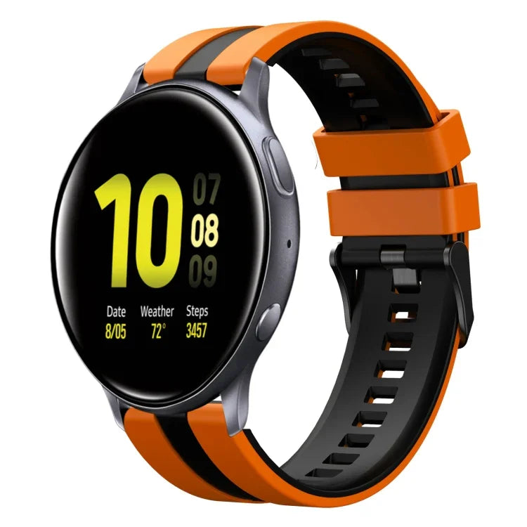 20mm ツートーンスポーツシリコンウォッチバンド、Samsung Galaxy Watch 4 Classic 42mm用、Samsung Galaxy Watch Active 2 44mm用、Samsung Galaxy Watch Active 2 40mm用