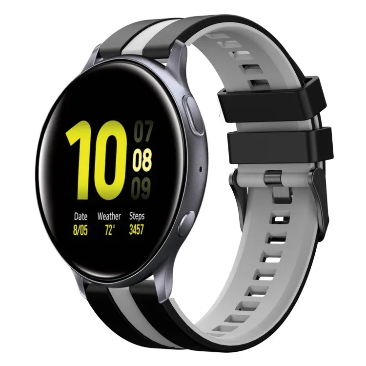 20mm ツートーンスポーツシリコンウォッチバンド、Samsung Galaxy Watch 4 Classic 42mm用、Samsung Galaxy Watch Active 2 44mm用、Samsung Galaxy Watch Active 2 40mm用