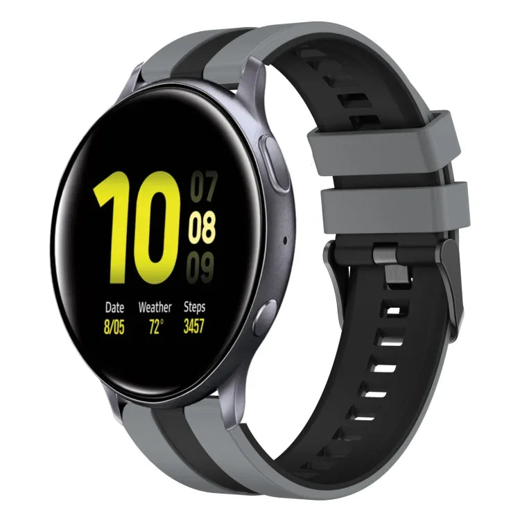 20mm ツートーンスポーツシリコンウォッチバンド、Samsung Galaxy Watch 4 Classic 42mm用、Samsung Galaxy Watch Active 2 44mm用、Samsung Galaxy Watch Active 2 40mm用