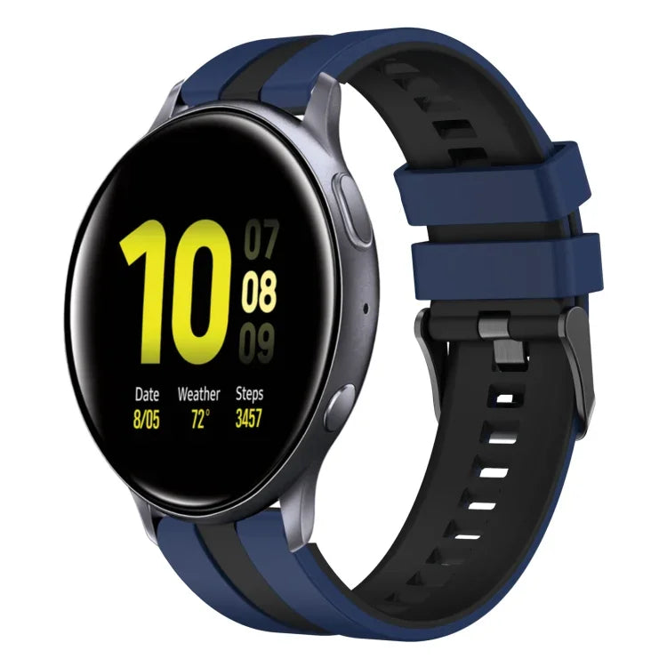 20mm ツートーンスポーツシリコンウォッチバンド、Samsung Galaxy Watch 4 Classic 42mm用、Samsung Galaxy Watch Active 2 44mm用、Samsung Galaxy Watch Active 2 40mm用