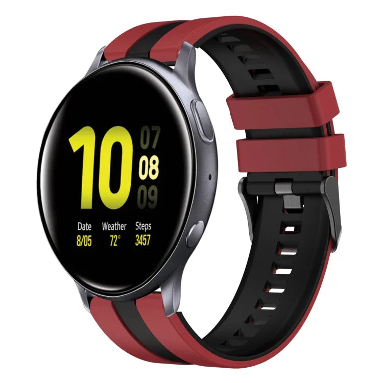 20mm ツートーンスポーツシリコンウォッチバンド、Samsung Galaxy Watch 4 Classic 42mm用、Samsung Galaxy Watch Active 2 44mm用、Samsung Galaxy Watch Active 2 40mm用
