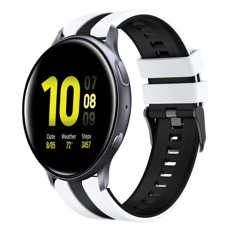 20mm ツートーンスポーツシリコンウォッチバンド、Samsung Galaxy Watch 4 Classic 42mm用、Samsung Galaxy Watch Active 2 44mm用、Samsung Galaxy Watch Active 2 40mm用