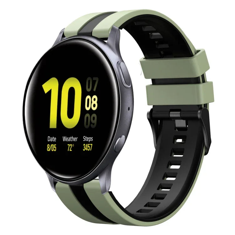20mm ツートーンスポーツシリコンウォッチバンド、Samsung Galaxy Watch 4 Classic 42mm用、Samsung Galaxy Watch Active 2 44mm用、Samsung Galaxy Watch Active 2 40mm用
