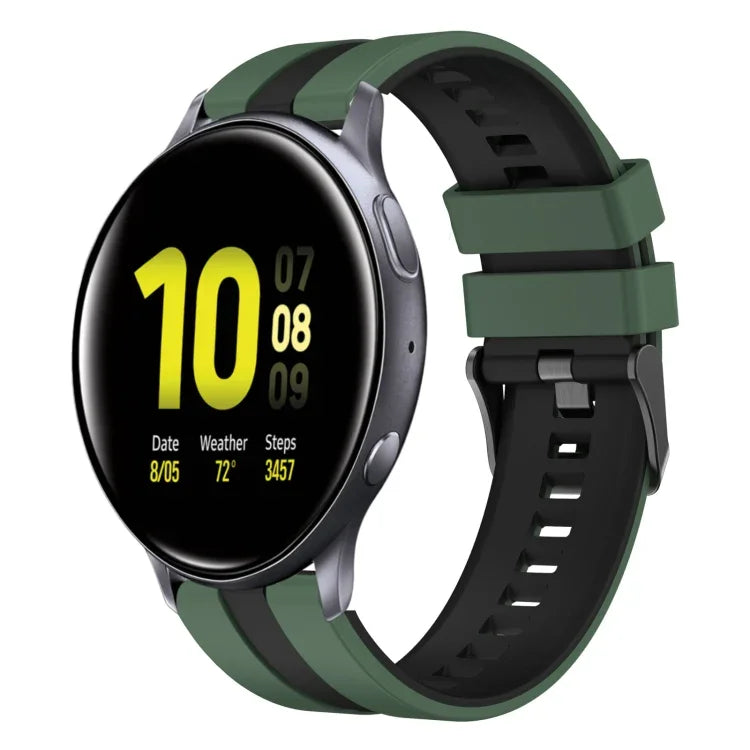 20mm ツートーンスポーツシリコンウォッチバンド、Samsung Galaxy Watch 4 Classic 42mm用、Samsung Galaxy Watch Active 2 44mm用、Samsung Galaxy Watch Active 2 40mm用