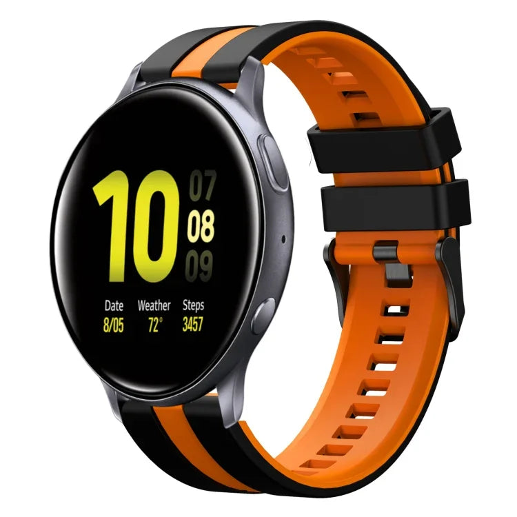 20mm ツートーンスポーツシリコンウォッチバンド、Samsung Galaxy Watch 4 Classic 42mm用、Samsung Galaxy Watch Active 2 44mm用、Samsung Galaxy Watch Active 2 40mm用