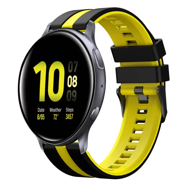 20mm ツートーンスポーツシリコンウォッチバンド、Samsung Galaxy Watch 4 Classic 42mm用、Samsung Galaxy Watch Active 2 44mm用、Samsung Galaxy Watch Active 2 40mm用