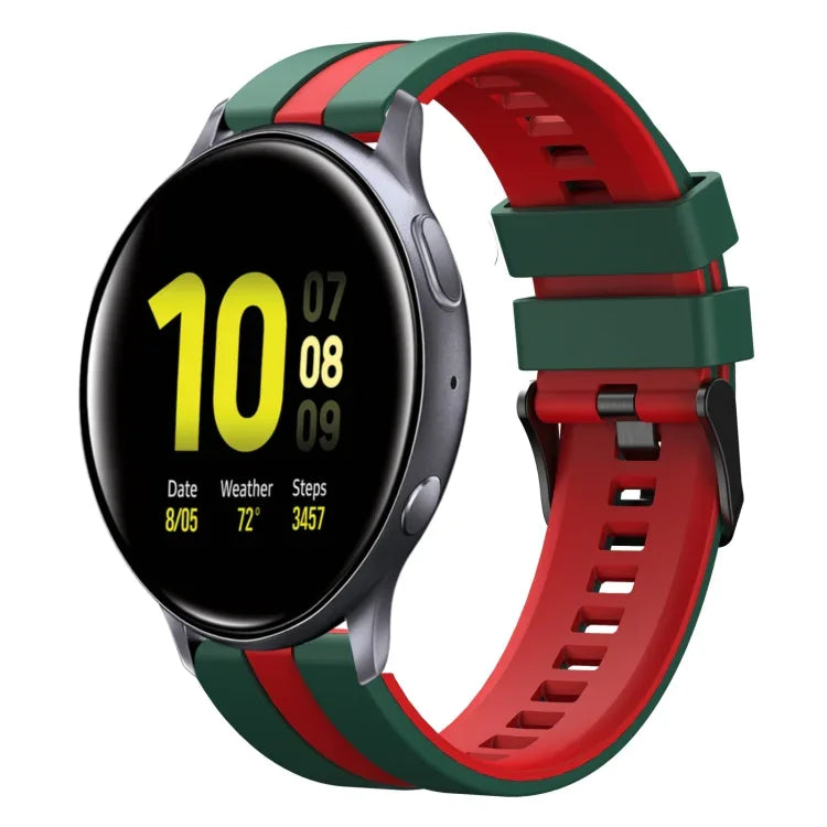 20mm ツートーンスポーツシリコンウォッチバンド、Samsung Galaxy Watch 4 Classic 42mm用、Samsung Galaxy Watch Active 2 44mm用、Samsung Galaxy Watch Active 2 40mm用