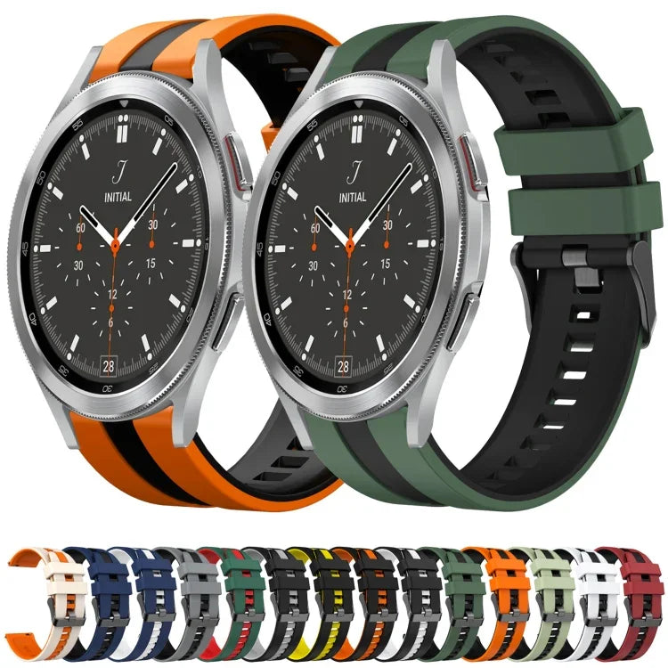 20mm ツートーンスポーツシリコンウォッチバンド、Samsung Galaxy Watch 4 Classic 42mm用、Samsung Galaxy Watch Active 2 44mm用、Samsung Galaxy Watch Active 2 40mm用