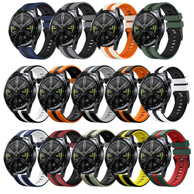 20mm ツートーンスポーツシリコンウォッチバンド、Samsung Galaxy Watch 4 Classic 42mm用、Samsung Galaxy Watch Active 2 44mm用、Samsung Galaxy Watch Active 2 40mm用