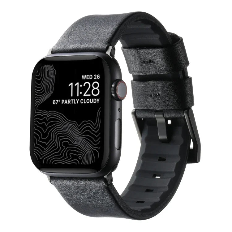 本革ハイブリッドシリコンウォッチバンド、Apple Watch Series 7 41mm用、Apple Watch Series 7 45mm用、Apple Watch SE 40mm用、Apple Watch SE 44mm用、Apple Watch Series 6 40mm用、Apple Watch Series 6 44mm用、Apple Watch Series 5 44mm用