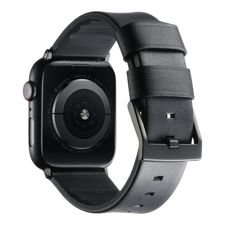 本革ハイブリッドシリコンウォッチバンド、Apple Watch Series 10 46mm用、Apple Watch Series 10 42mm用、Apple Watch SE 2023 44mm用、Apple Watch SE 2023 40mm用、Apple Watch Ultra 2 49mm用、Apple Watch Series 9 45mm用