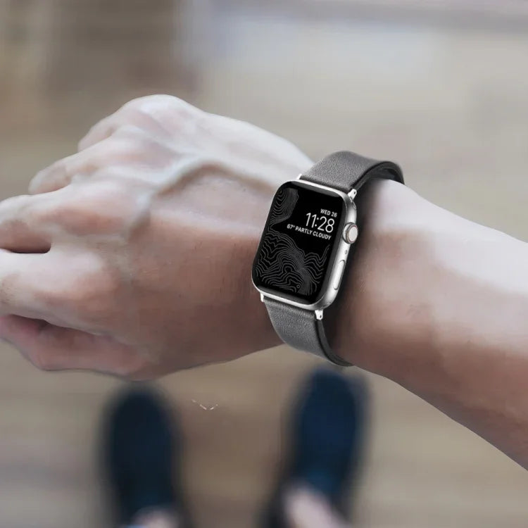 本革ハイブリッドシリコンウォッチバンド、Apple Watch Series 10 46mm用、Apple Watch Series 10 42mm用、Apple Watch SE 2023 44mm用、Apple Watch SE 2023 40mm用、Apple Watch Ultra 2 49mm用、Apple Watch Series 9 45mm用