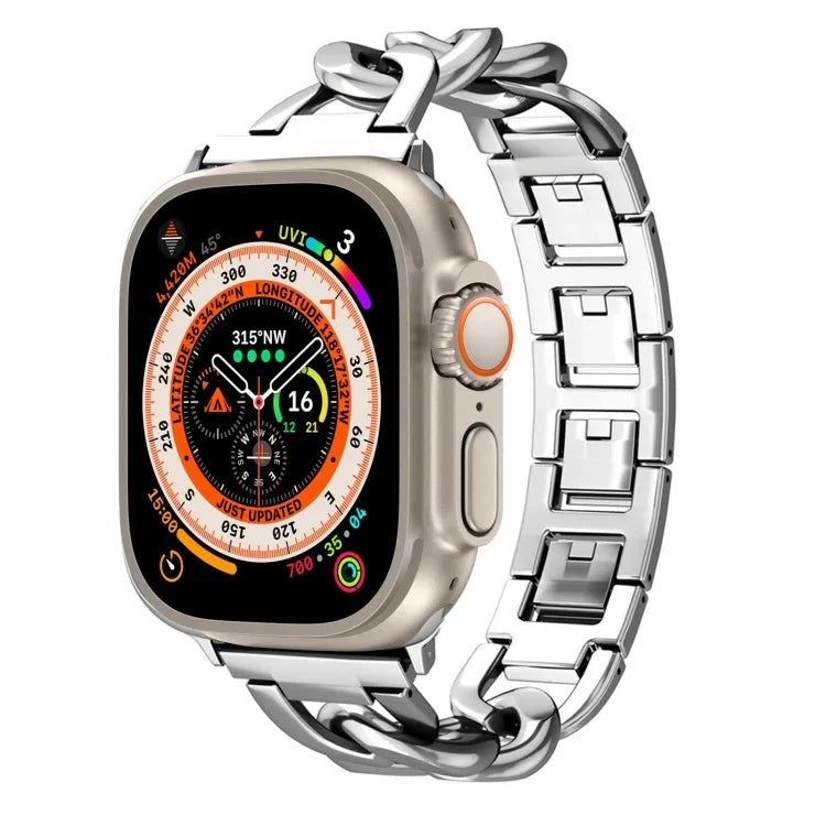 クイックリリース メタルチェーンウォッチバンド、Apple Watch SE 2023 44mm用、Apple Watch SE 2023 40mm用、Apple Watch Ultra 2 49mm用、Apple Watch Series 9 45mm用、Apple Watch Series 9 41mm用、Apple Watch Ultra 49mm用、Apple Watch Series 8 41mm用...