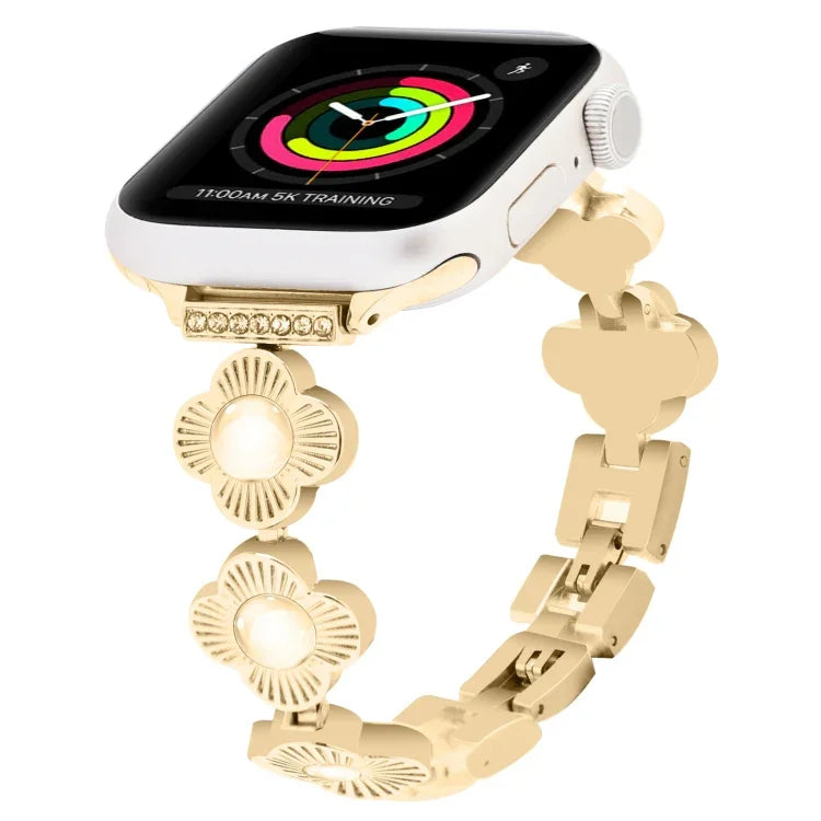 四つ葉のクローバー クイックリリース メタルチェーンウォッチバンド、Apple Watch Series 3 38mm用、Apple Watch Series 3 42mm用