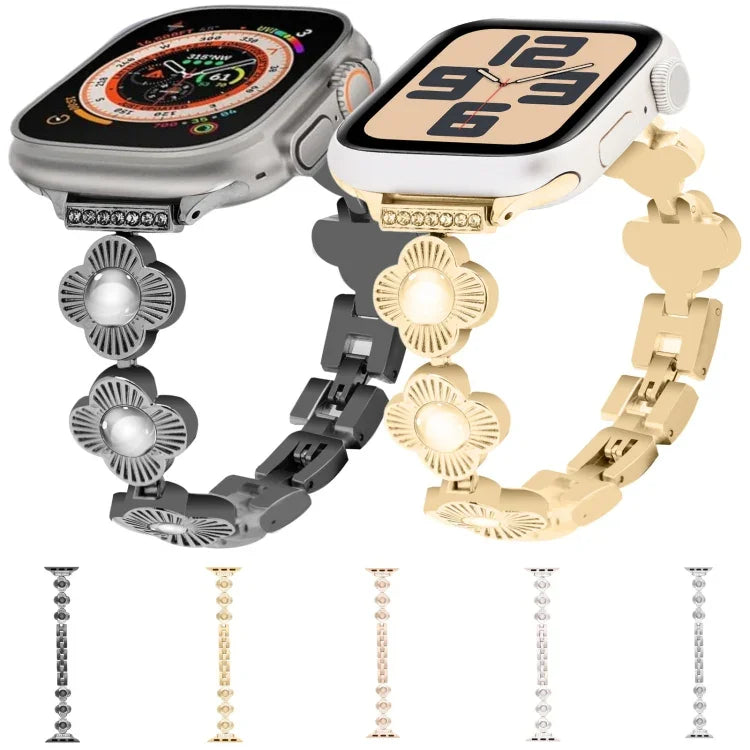 四つ葉のクローバー クイックリリース メタルチェーンウォッチバンド、Apple Watch Series 3 38mm用、Apple Watch Series 3 42mm用
