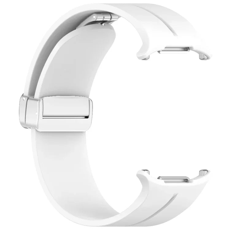 Samsung Galaxy Watch Ultra 47mm / Ultra 2025 用 グルーブマグネティック折りたたみシルバーバックルシリコンウォッチバンド