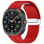 Samsung Galaxy Watch Ultra 47mm / Ultra 2025 用 グルーブマグネティック折りたたみシルバーバックルシリコンウォッチバンド