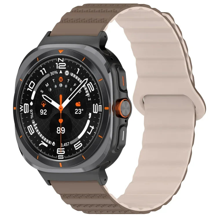 For Samsung Galaxy Watch Ultra 47mm Spot Pattern Two Color Magnetic Silicone Watch Band