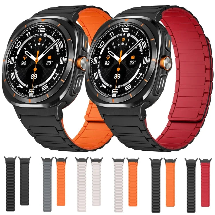Samsung Galaxy Watch Ultra 47mm用 ブラックコネクター I型磁気シリコンウォッチバンド